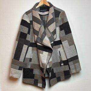 French Connection Women's Oversized Collar Open Front Jacket Grey Large